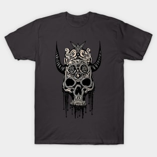 Tribal Tattoo Bulls Skull T-Shirt